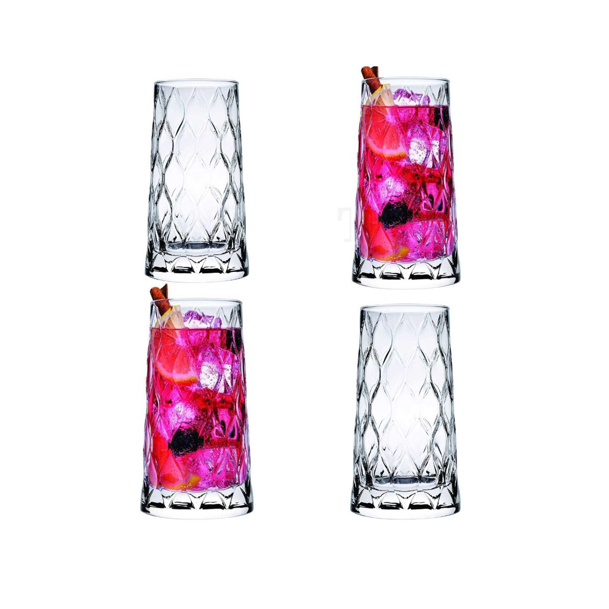 Pasabahce Leafy Longdrinkgläser - 4er Set, 450 ml