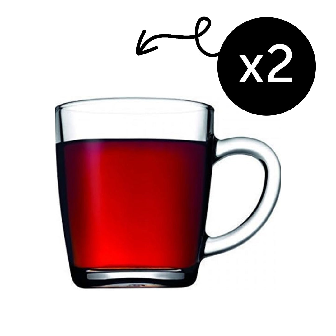 Pasabahce Basic Glas-Mug mit Henkel - 2er Set, 340 ml