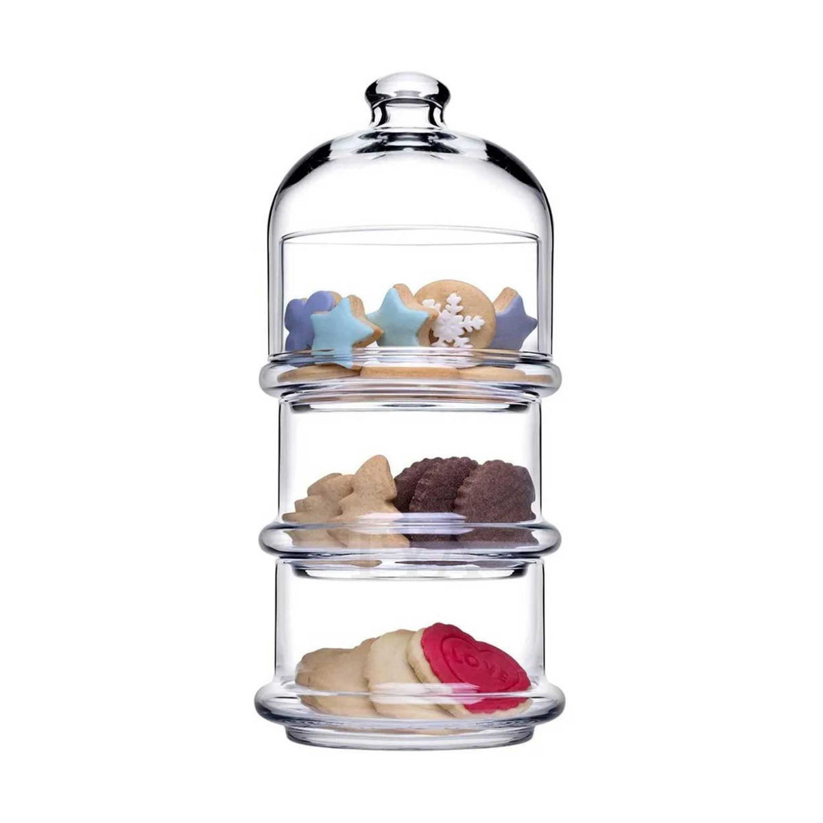 Pasabahce Villa Patisserie Servierschale mit Haube 3-tlg. Set - 505 ml (17 oz) - Moment der Nutzung - Alle Teile