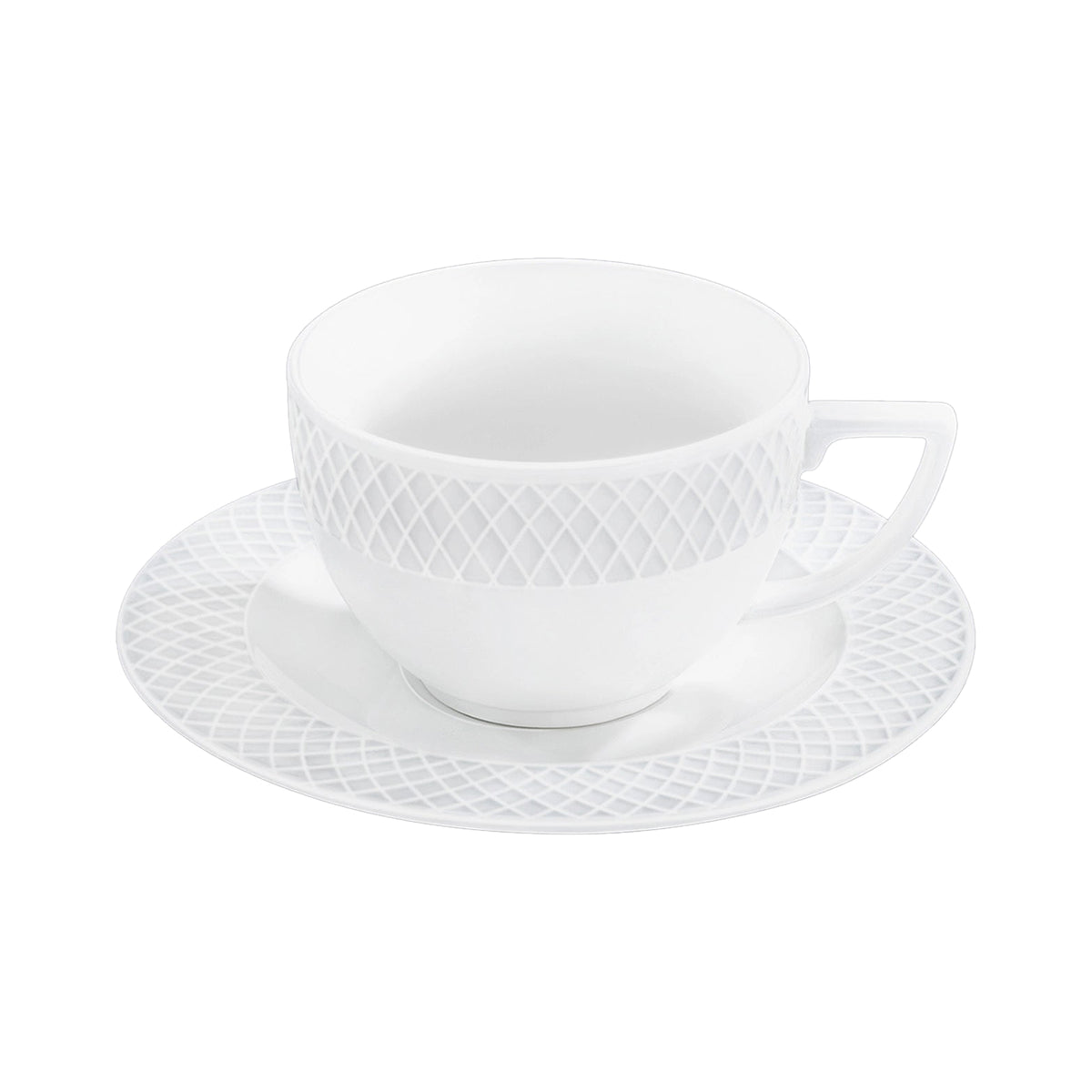 Wilmax Tasse mit Untertasse 240 ml Weiß Porzellan 6er Set