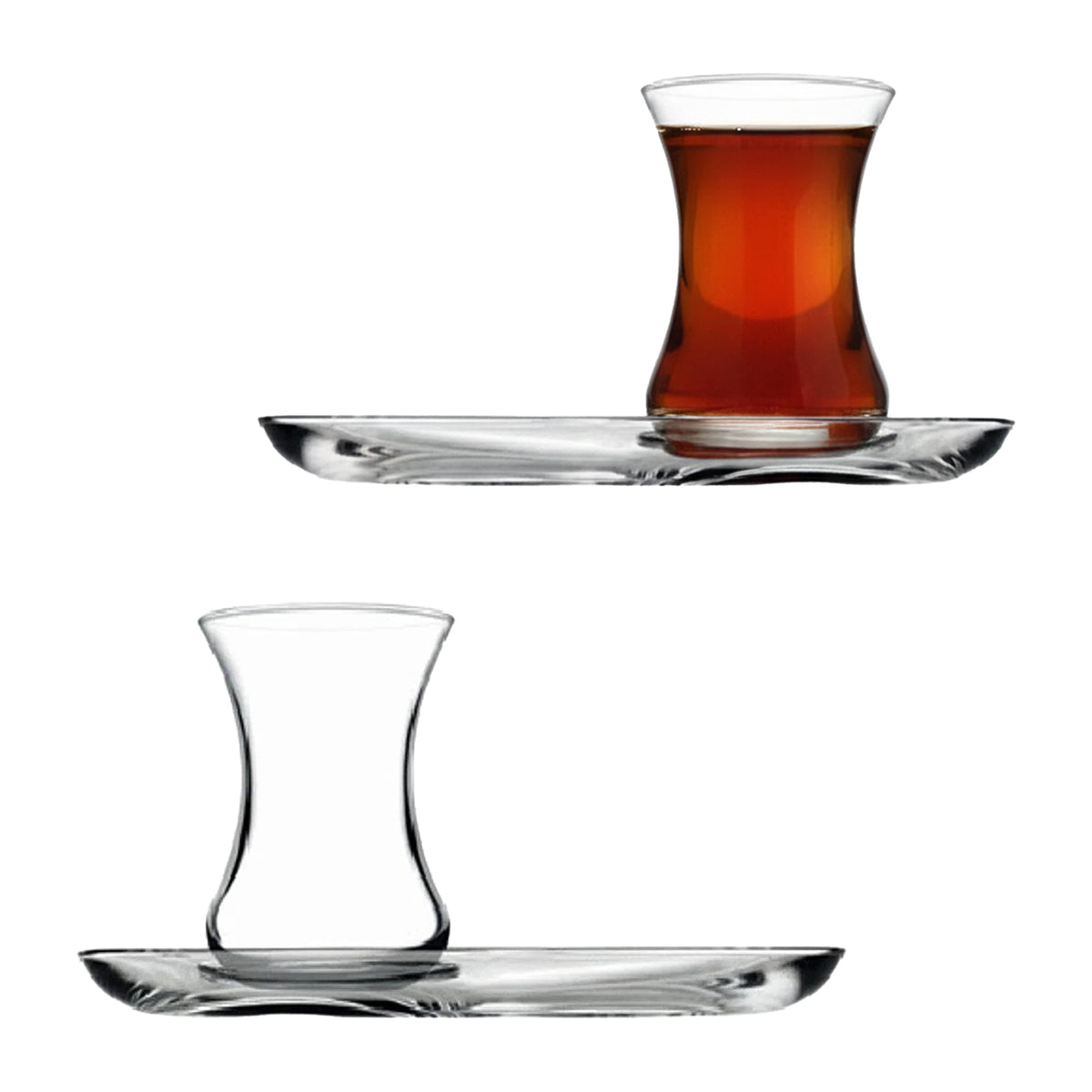 Pasabahce Incebelli Teeset, Teeglas und Untertasse, 125 ml 4-tlg. Set