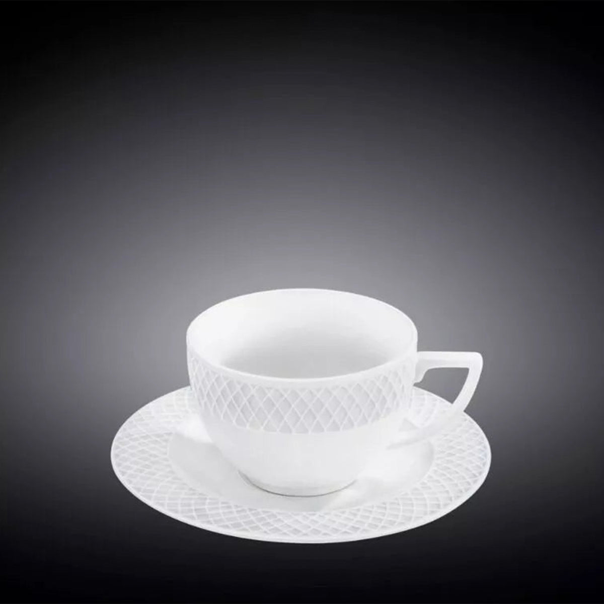 Wilmax Diamond Cappuccino Tasse mit Untertasse 170 ml Weiß Porzellan 6er Set