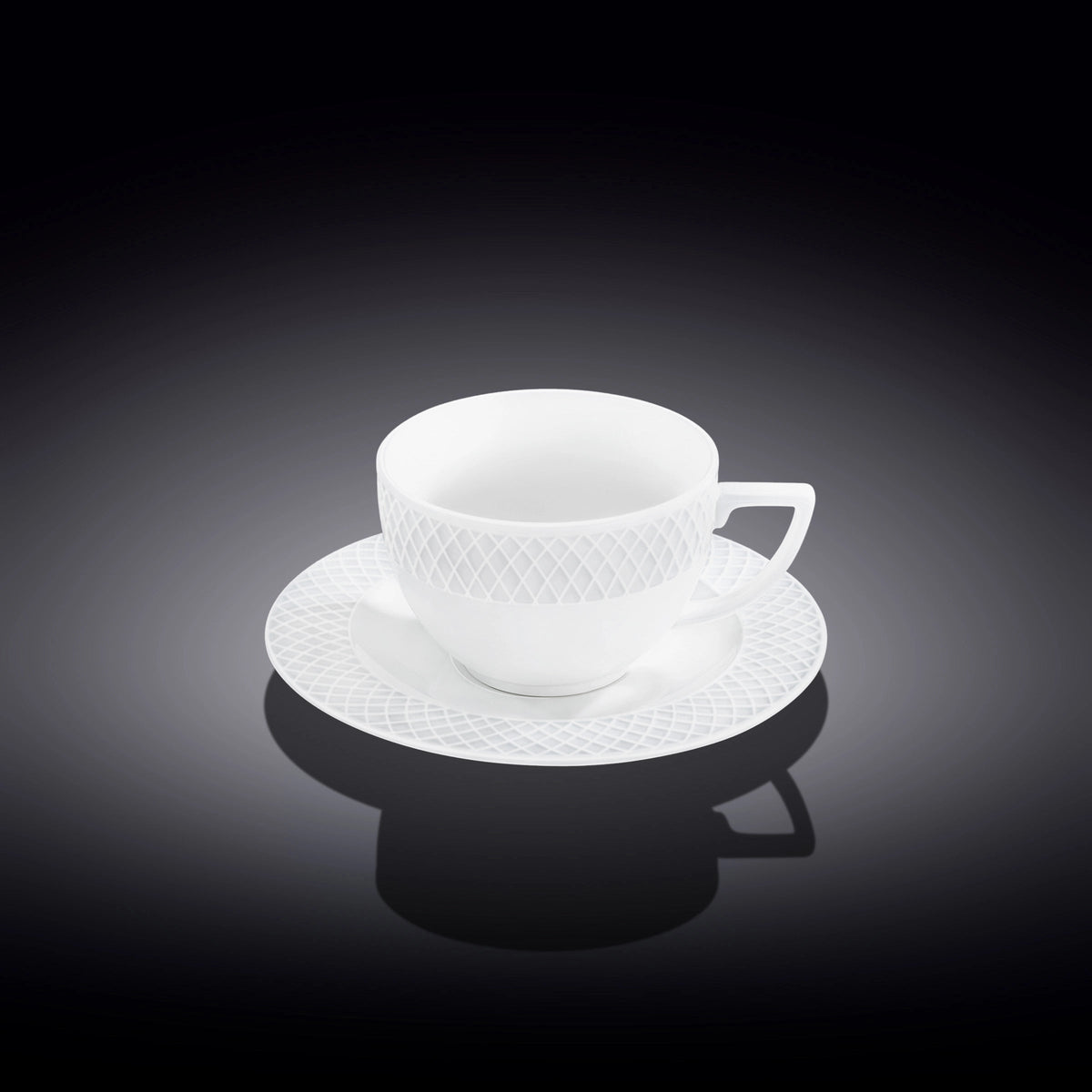 Wilmax Tasse mit Untertasse 240 ml Weiß Porzellan 6er Set