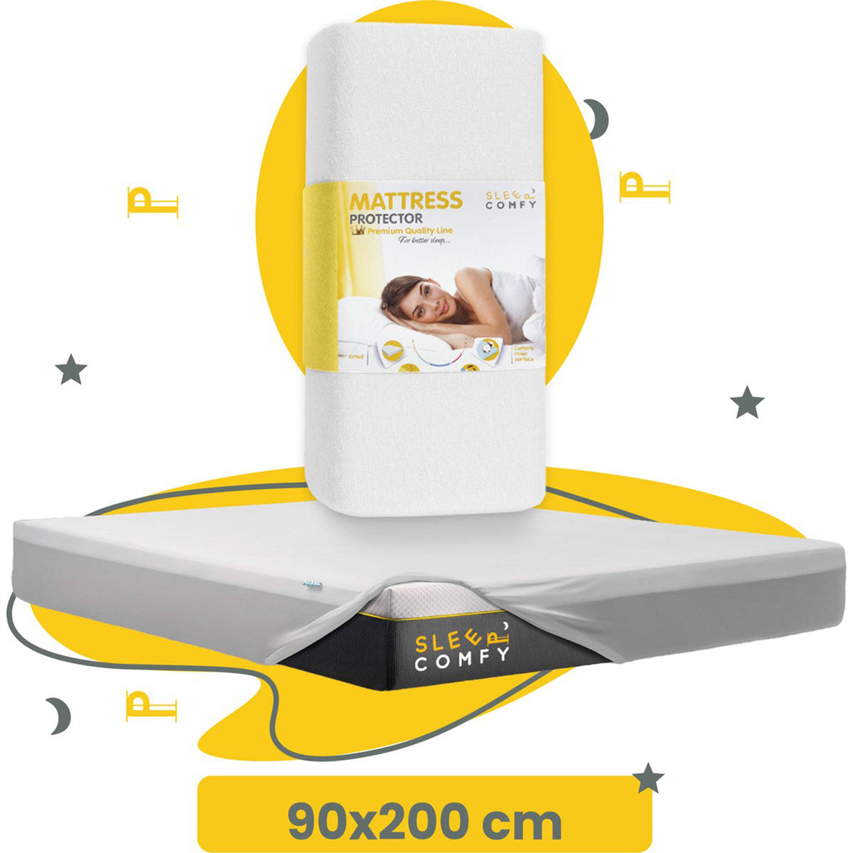 Sleep Comfy Matratzenschoner - Wasserdicht, Antibakteriell, Rundumgummi