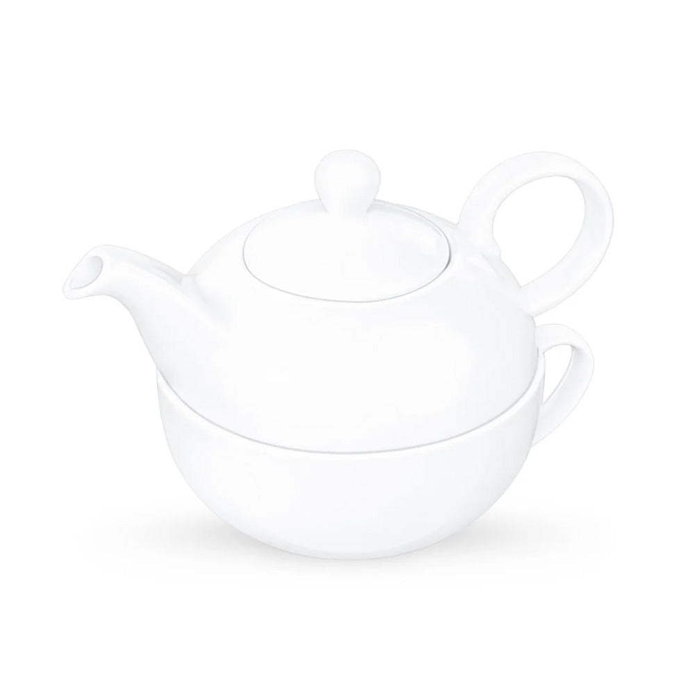Wilmax Teekanne und Tasse Set 375 ml 340 ml Weiß Porzellan WL-994048/AB