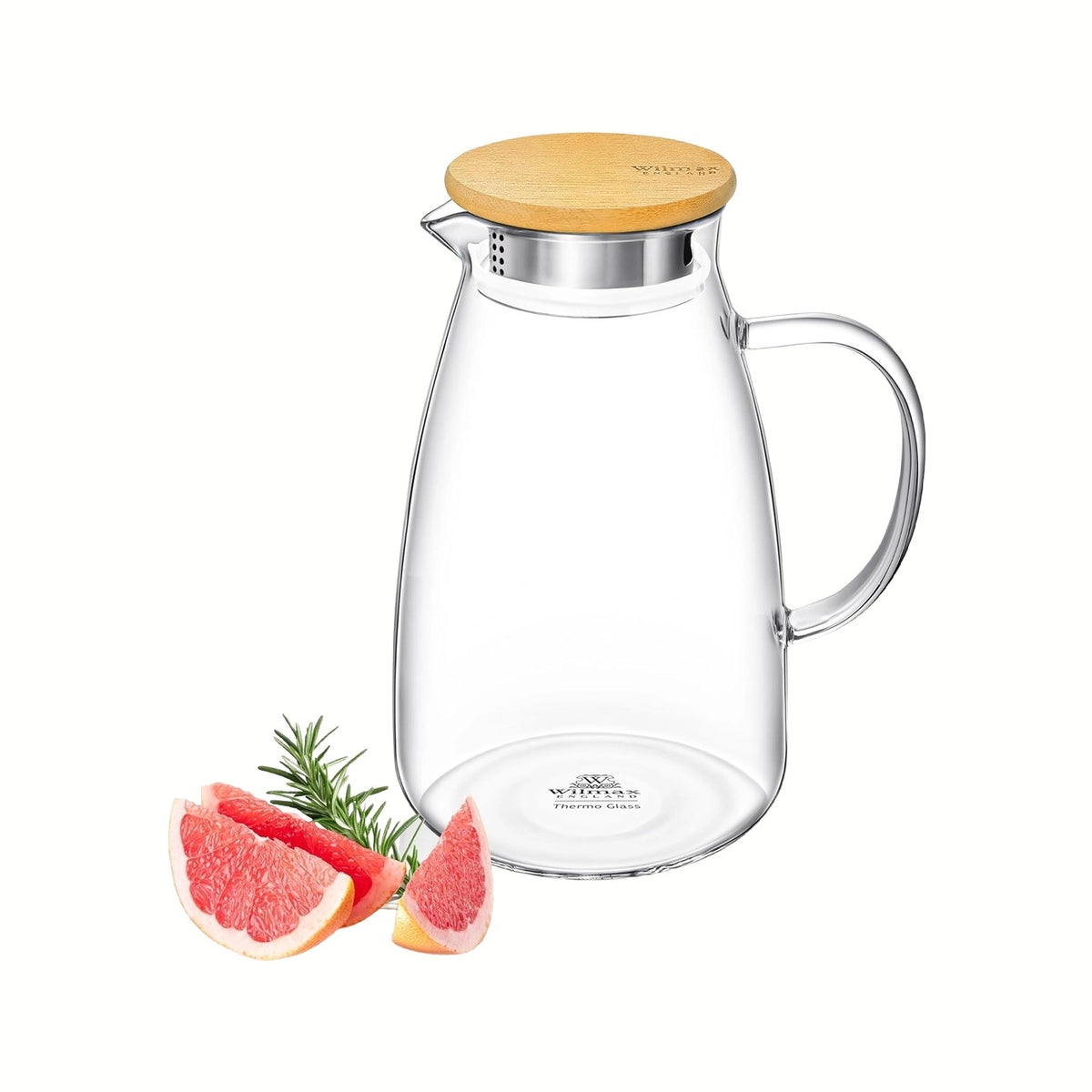 Wilmax Karaffe 1900 ml Thermoglas mit Bambusdeckel Transparent WL-888216/A